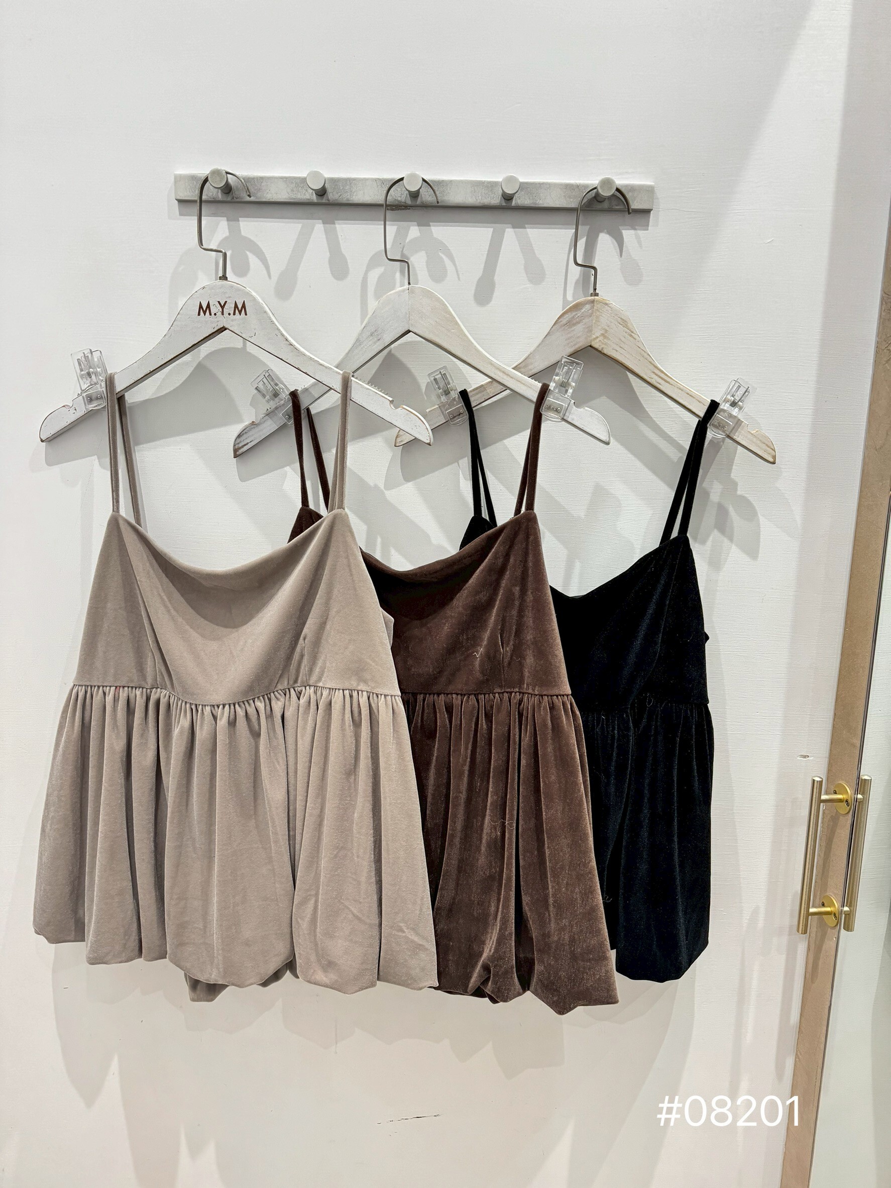 蜜桃絨後綁帶氣球背心S