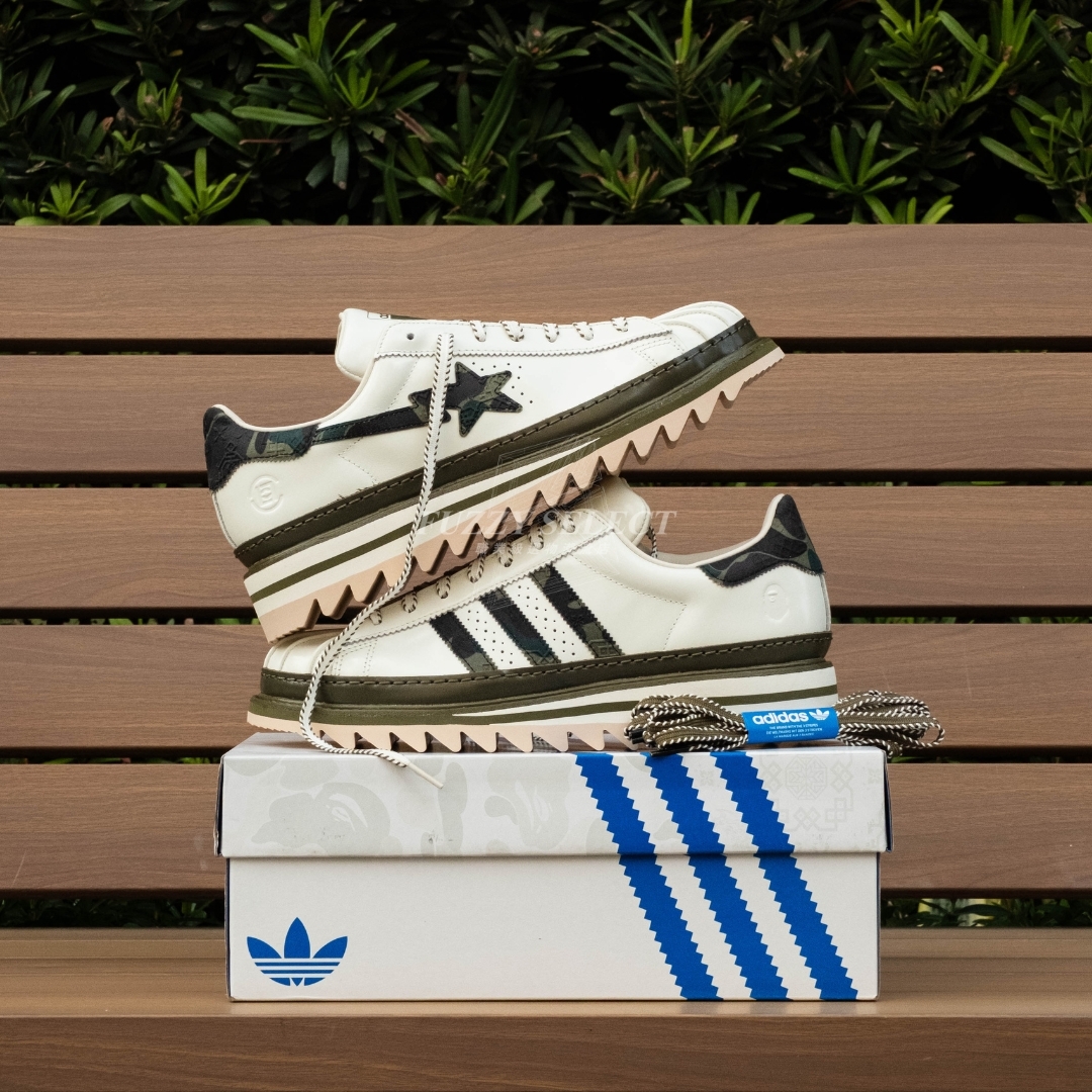 【逢甲FUZZY】CLOT x BAPE® x Adidas Superstar "Green Camo" 綠迷彩 KJ1473