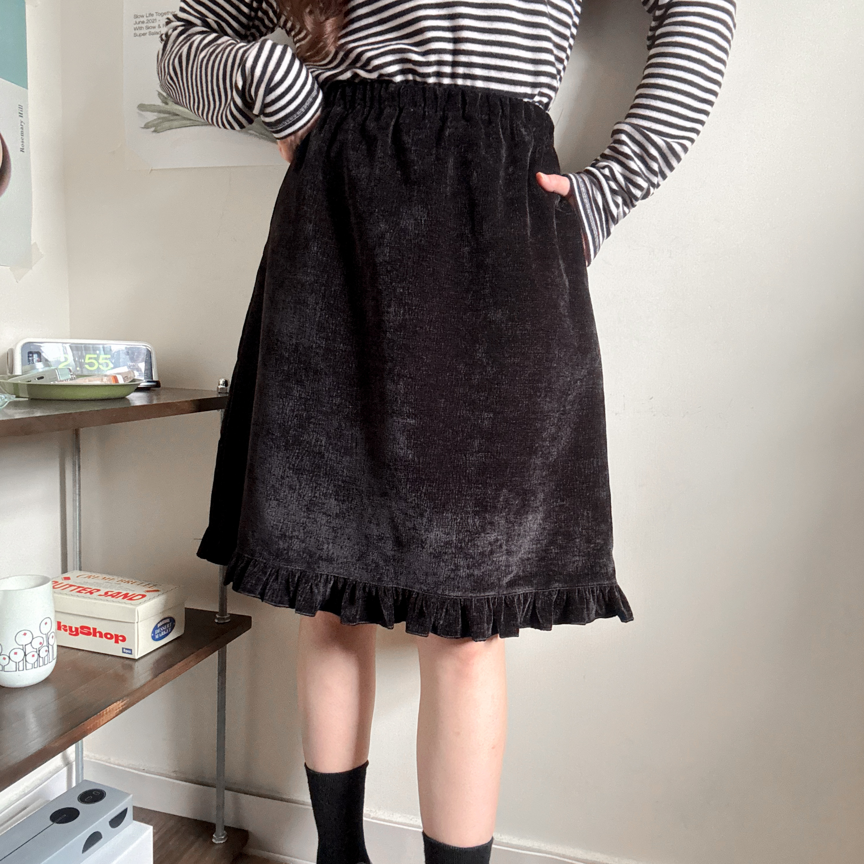 絲絨ruffles半截裙