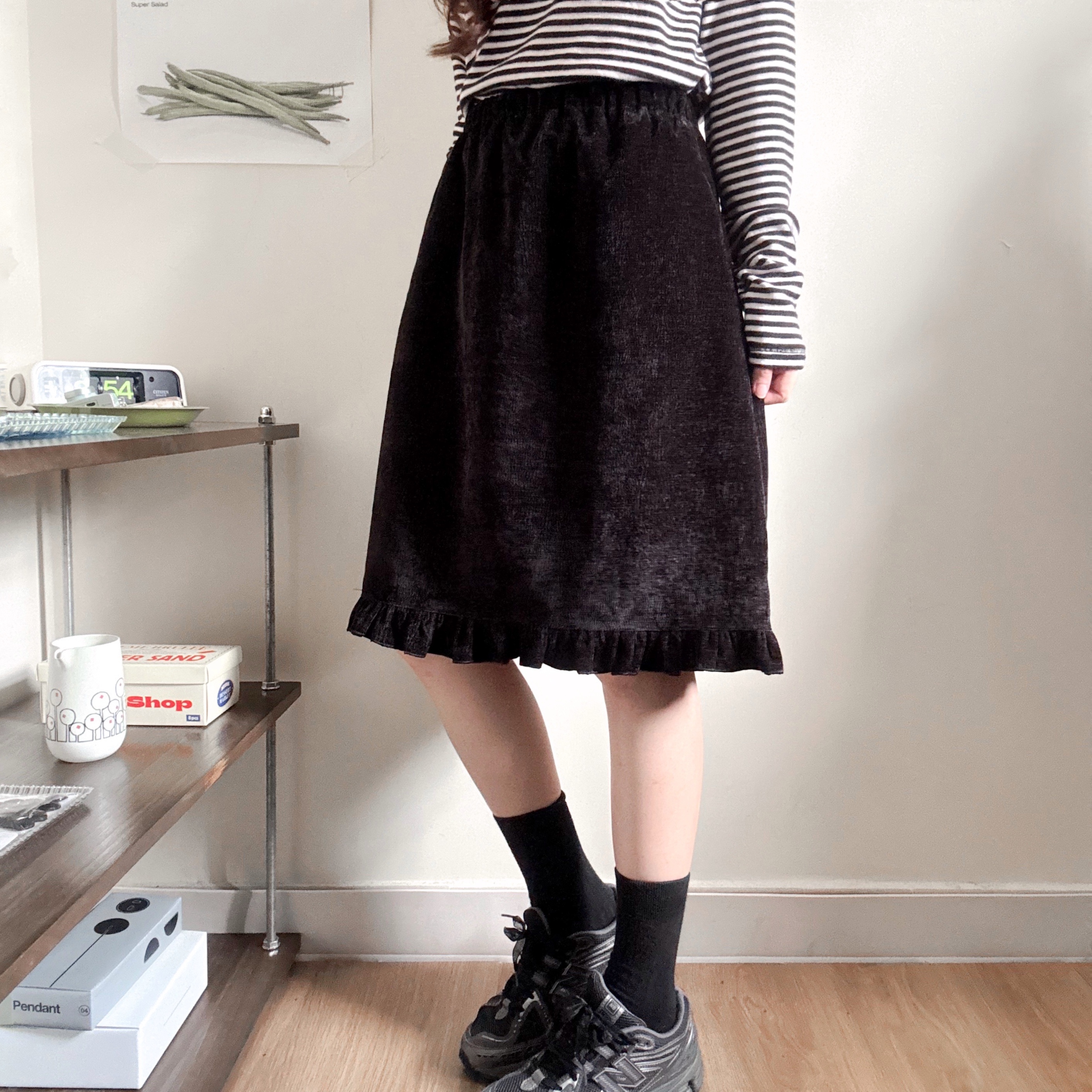 絲絨ruffles半截裙