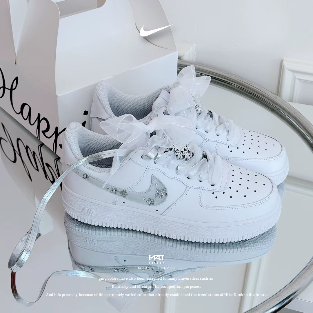 【訂製款】Nike Air Force 1 夢幻星砂 冬季氛圍 白月光