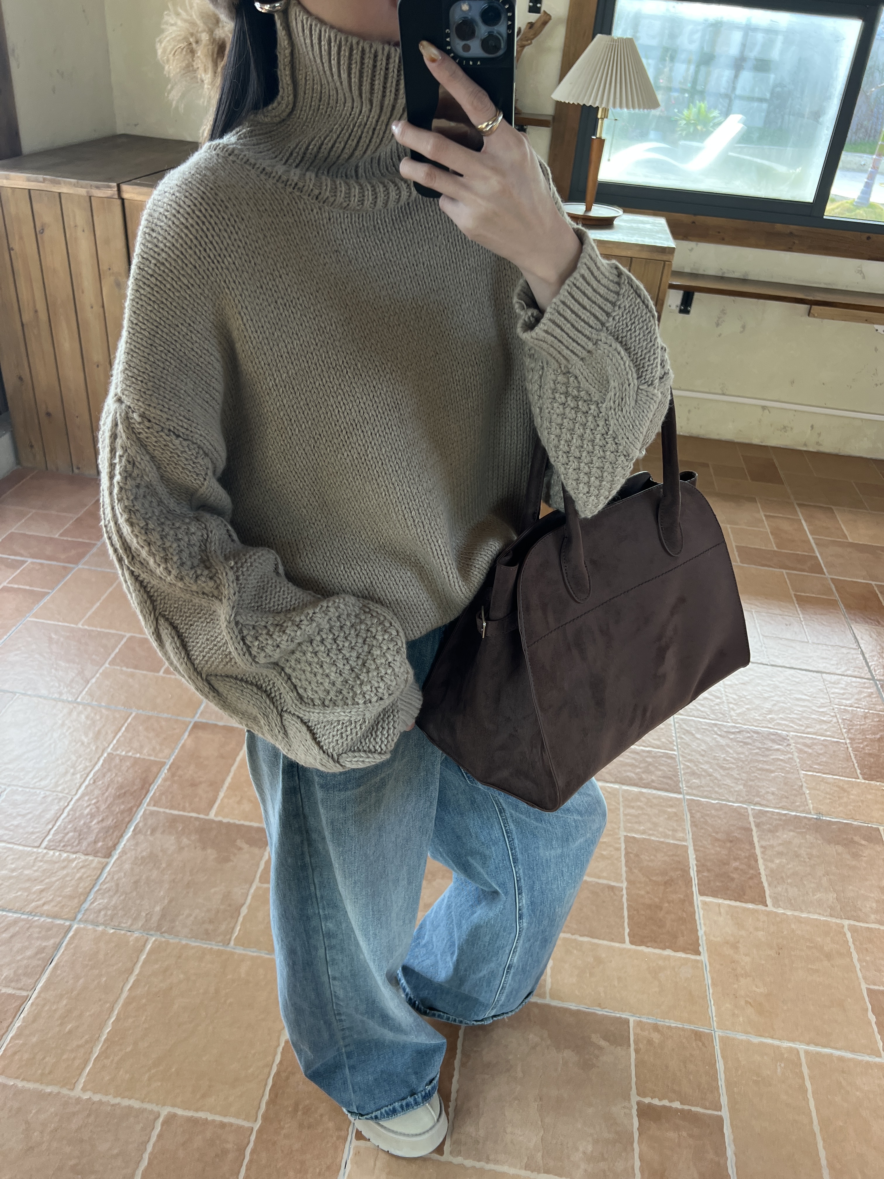 高領袖子麻花針織上衣*3色