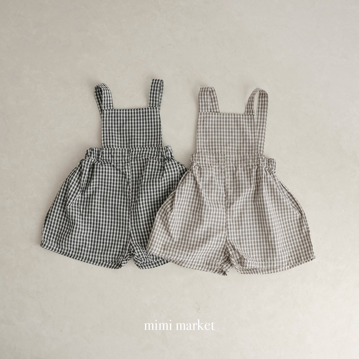 正韓春mimi-market 兩色日系格紋吊帶褲