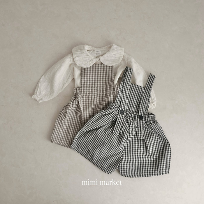 正韓春mimi-market 兩色日系格紋吊帶褲