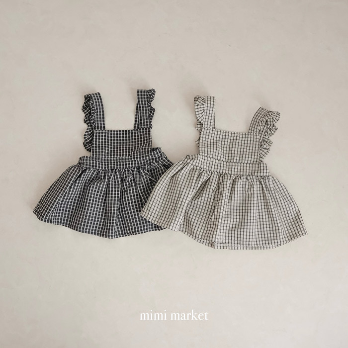 正韓春mimi-market 兩色日系格紋吊帶裙