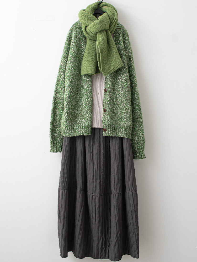 柔軟針織外套百搭半高領毛衣壓縐花苞感裙組合