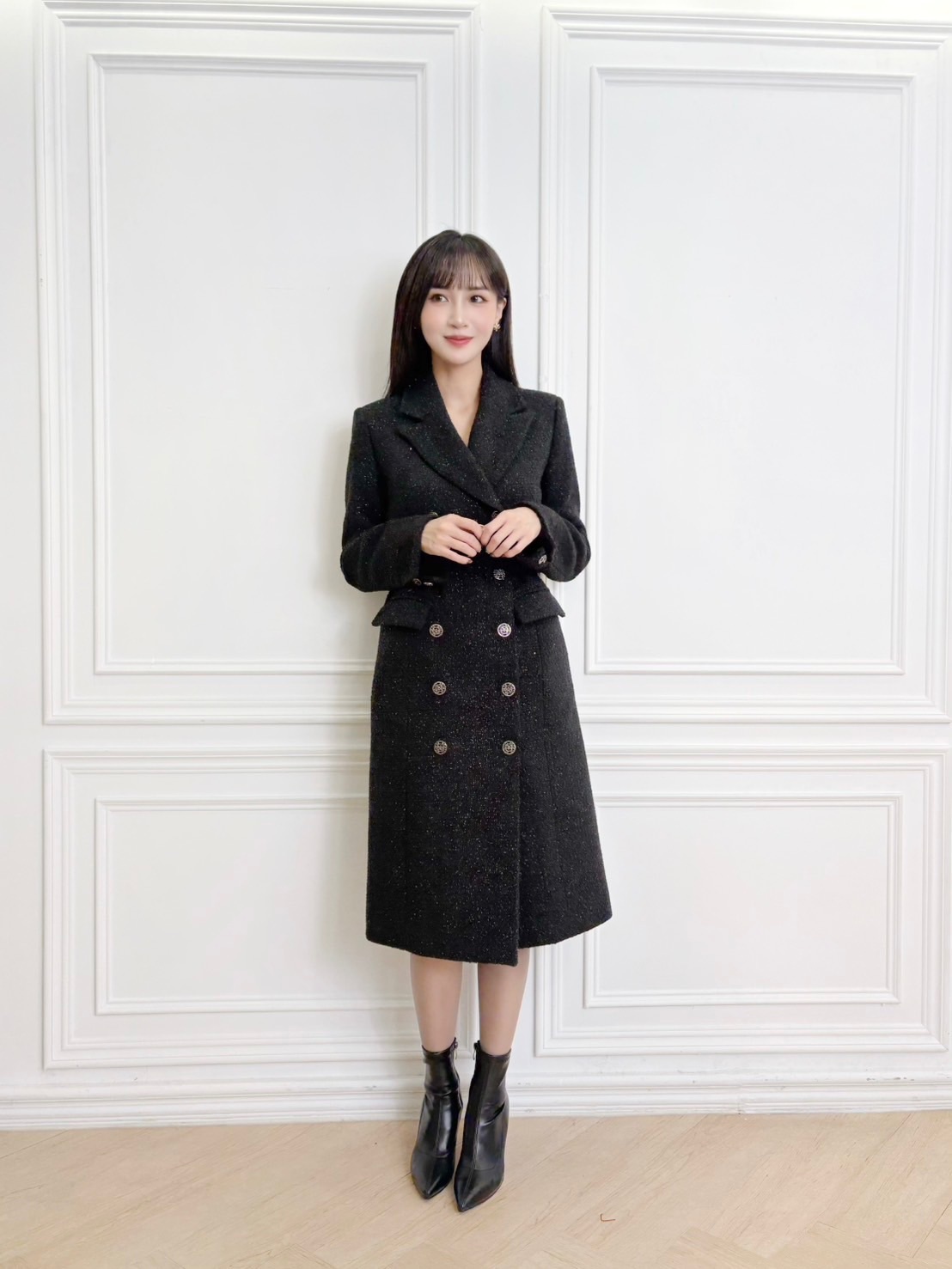 細閃名媛風!保暖長大衣(羊毛20%)