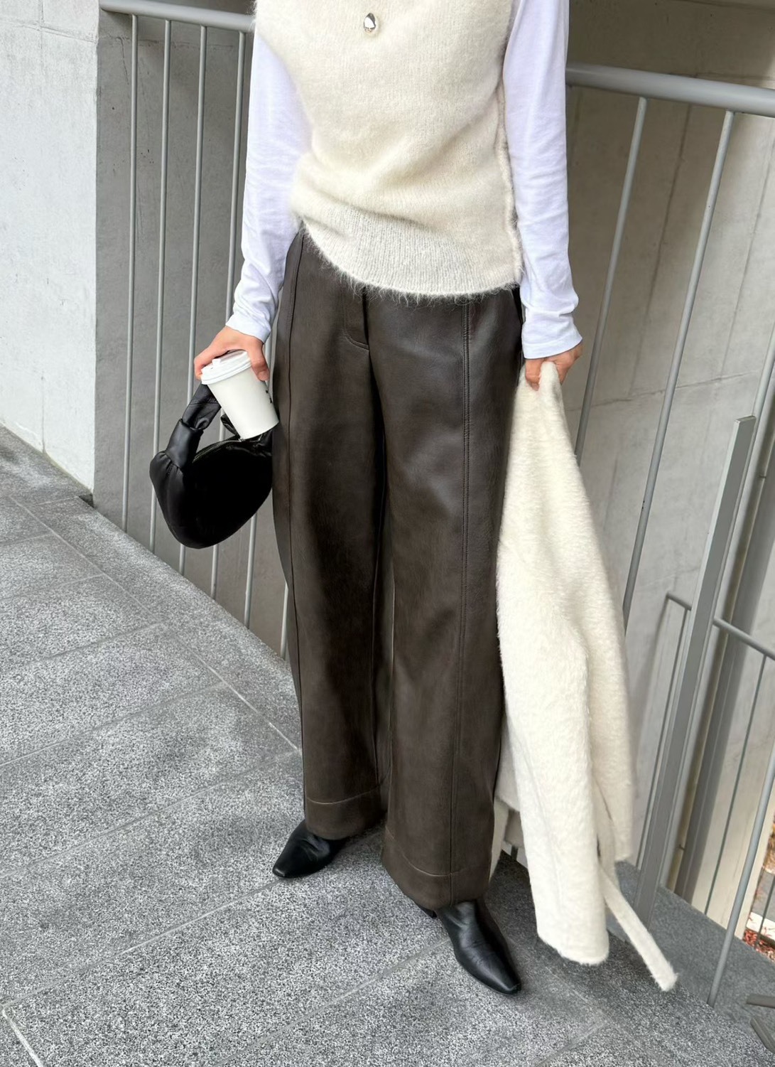 皮質內刷毛長褲