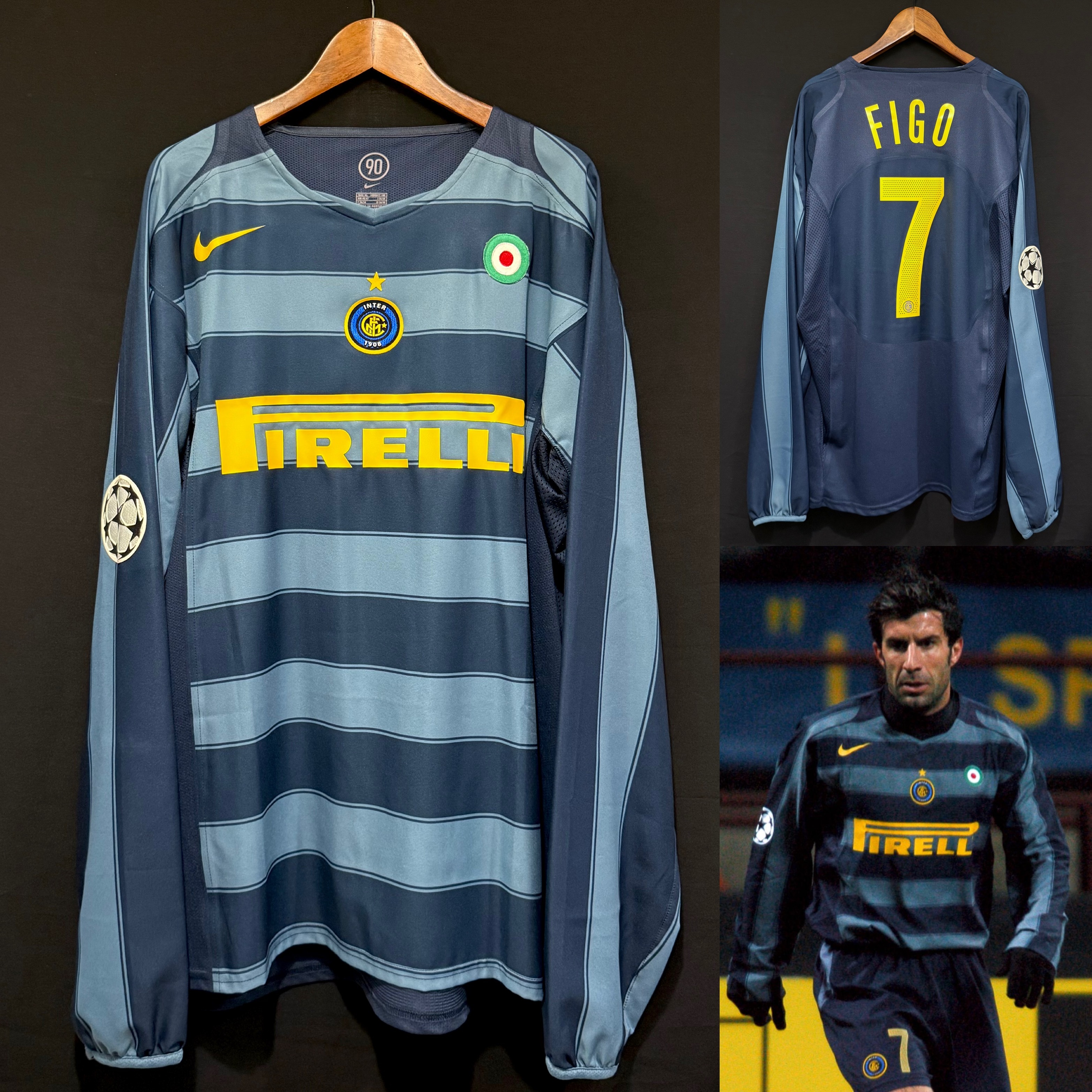 (Match Issue) Inter Milan 2005-2006 UEFA Champions League Nike Third Match Issue Shirt #7 FIGO