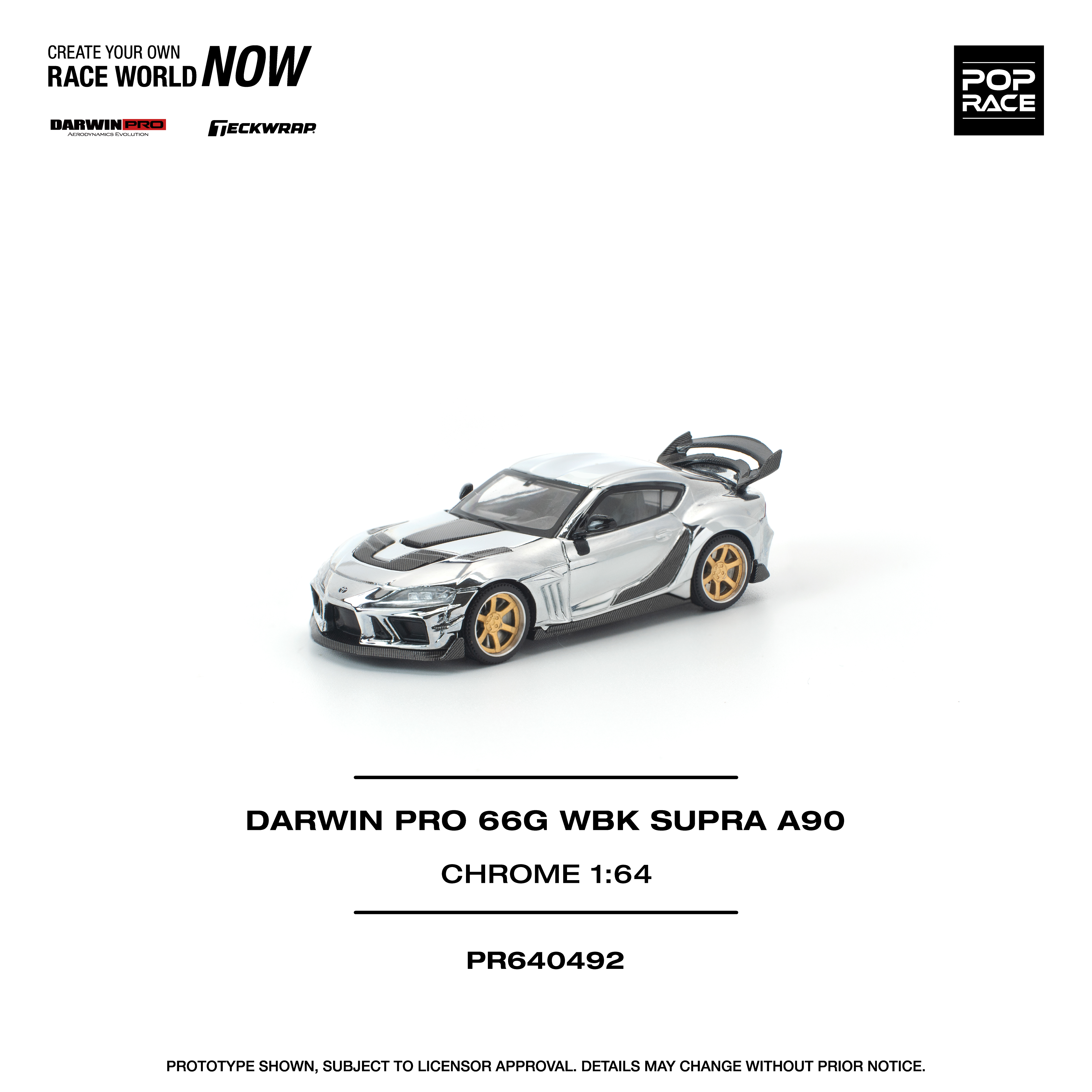 PO-$115 * POP RACE * 1:64 DARWIN PRO 66G WBK SUPRA A90 SILVER CHROME
