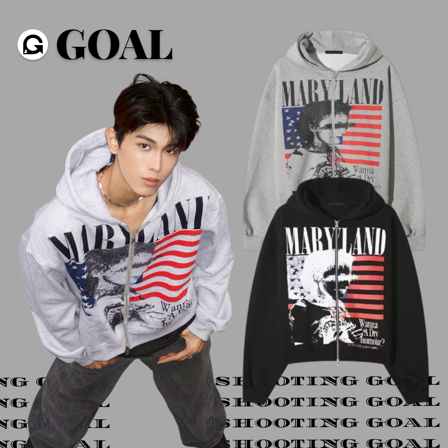 (GOAL) 美國國旗 連帽 棉質外套 男女款