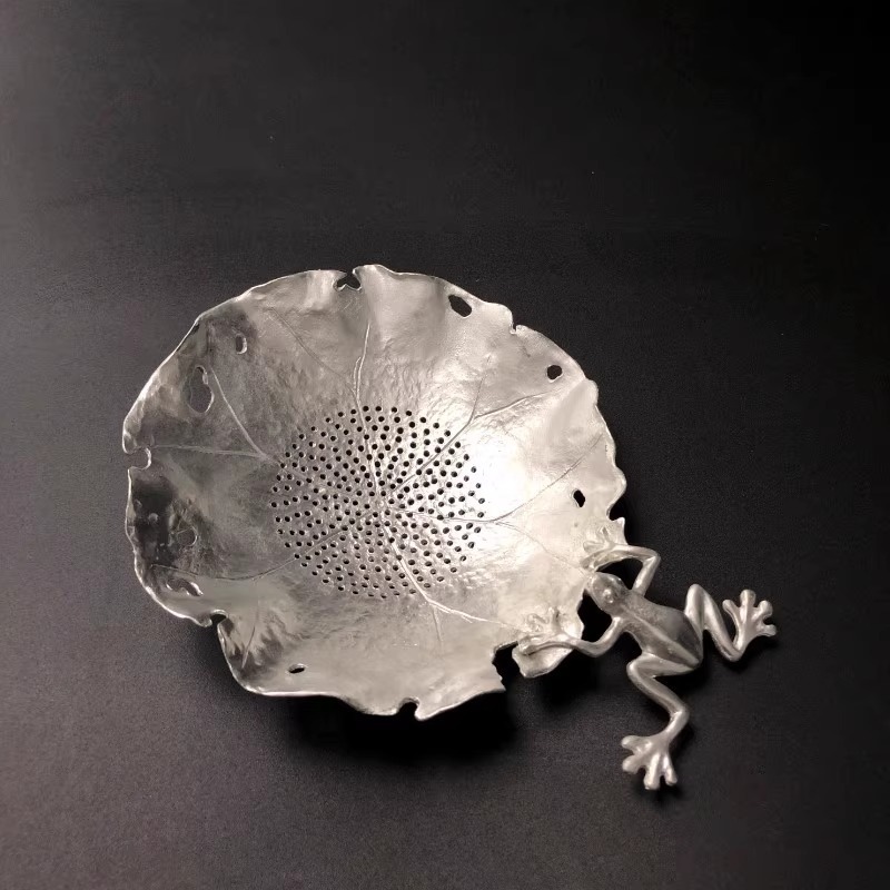 純錫青蛙茶漏【D1】