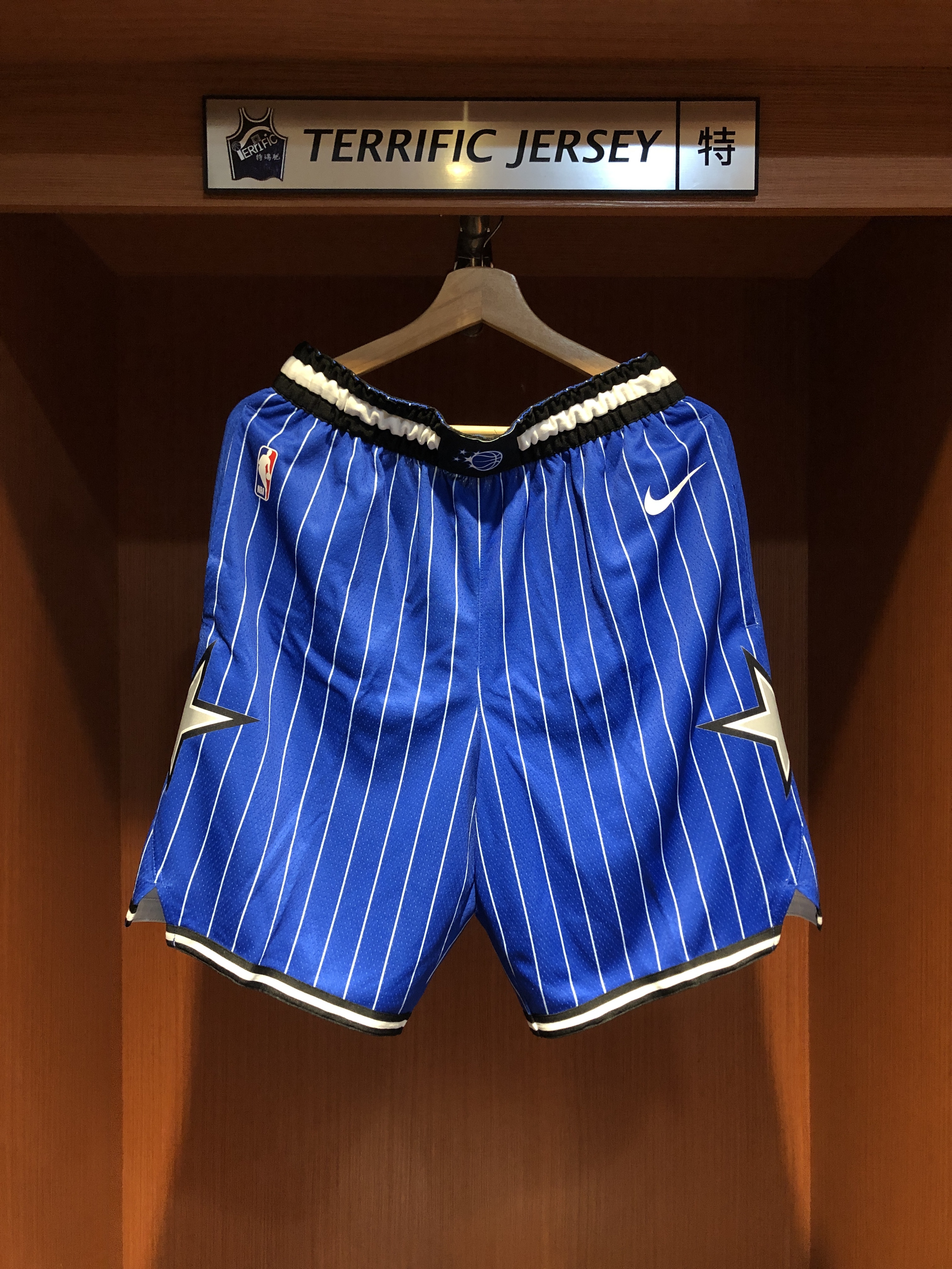 NBA球褲 Orlando Magic 奧蘭多魔術藍條紋球褲 Icon Nike Swingman Shorts 球迷版 有口袋 全新