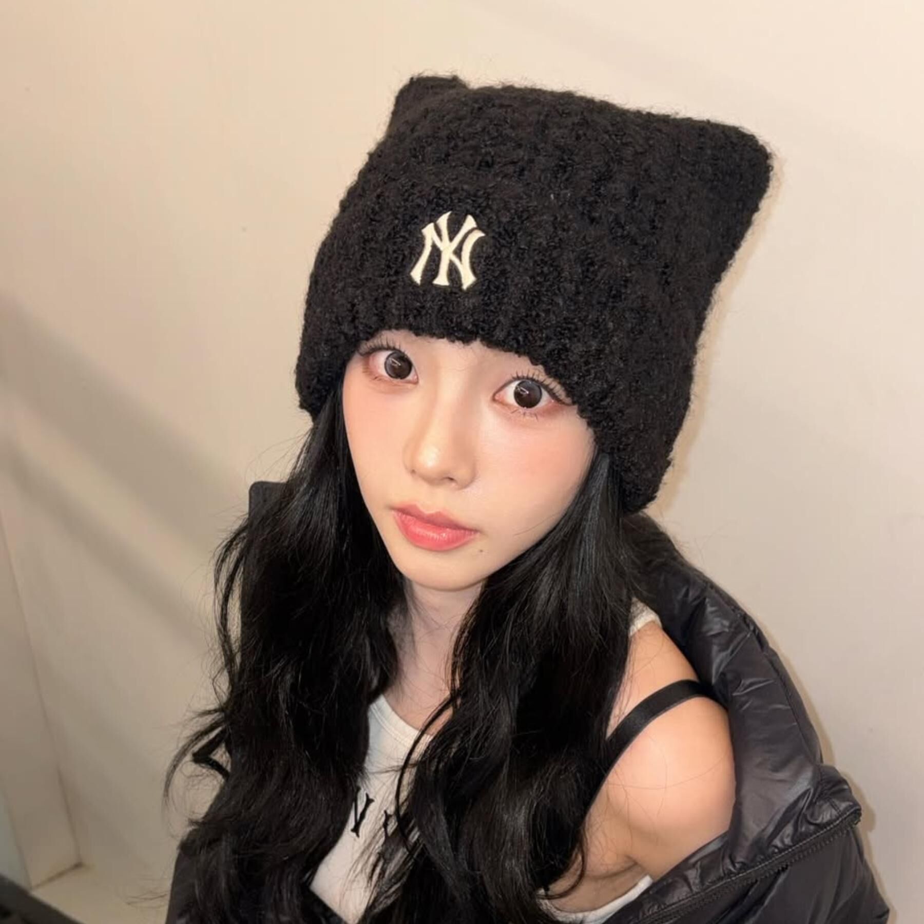 MLB 條紋貓耳針織毛帽 黑白 紐約洋基隊3ABNB1656-50BKS / 粉 洛杉磯道奇隊3ABNB1656-07PKS