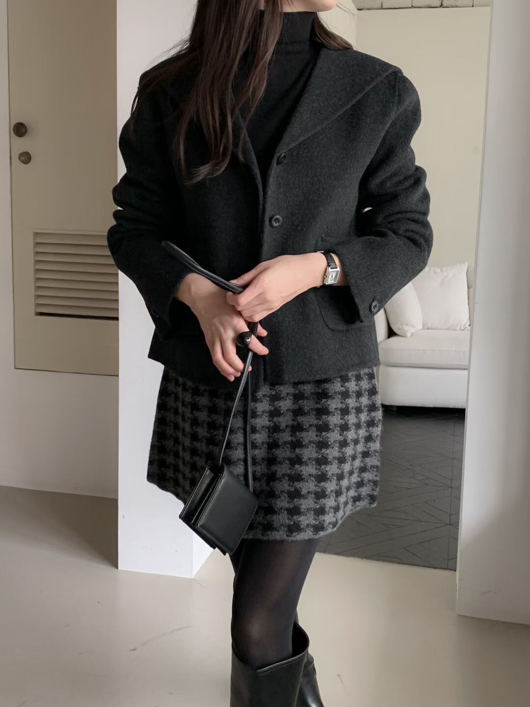 可愛大領片口袋造型羊毛排釦外套 / 2色