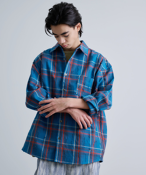 ｜REVO. TOKYO ｜Distressed LS Check Shirt