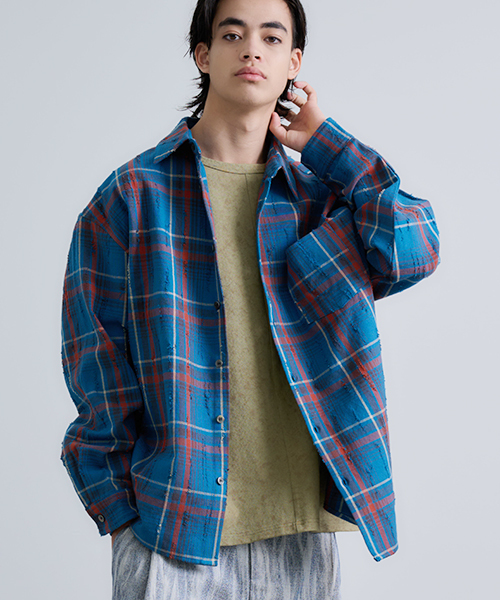 ｜REVO. TOKYO ｜Distressed LS Check Shirt