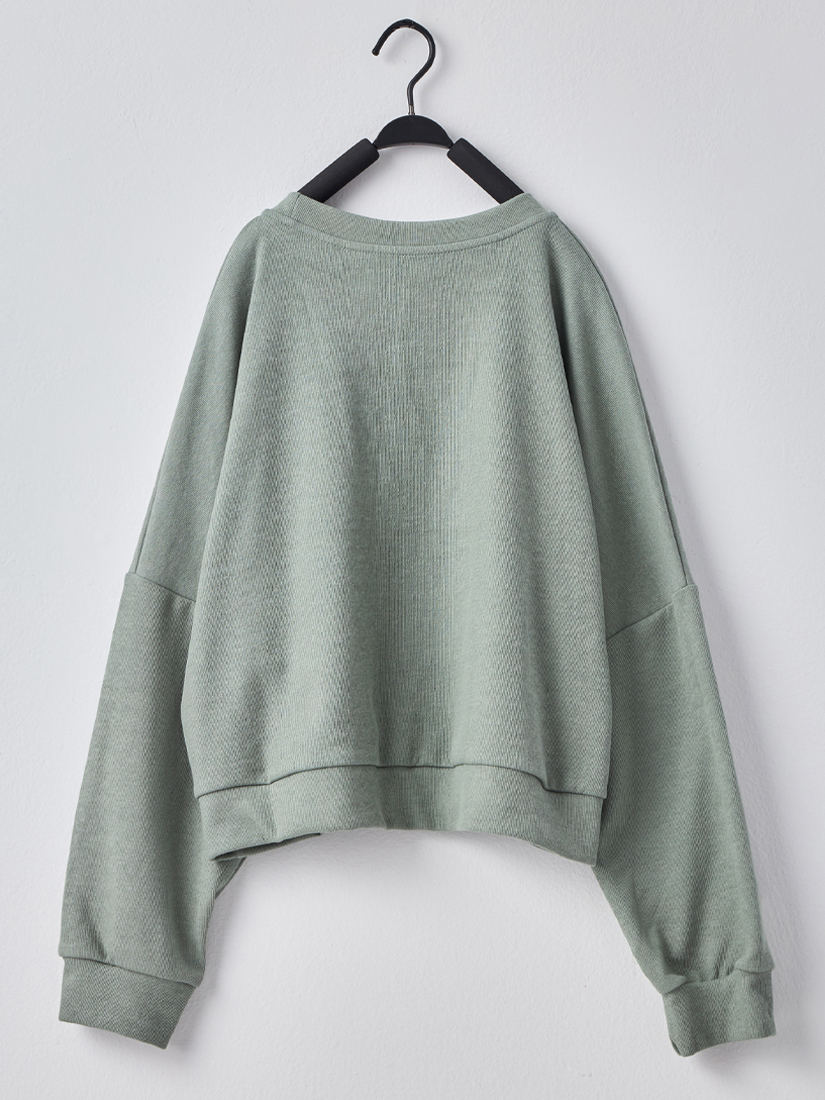 素面日常質感落肩袖羅紋下擺上衣