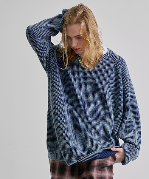 ｜REVO. TOKYO ｜Powder-bleached waffle cotton knit