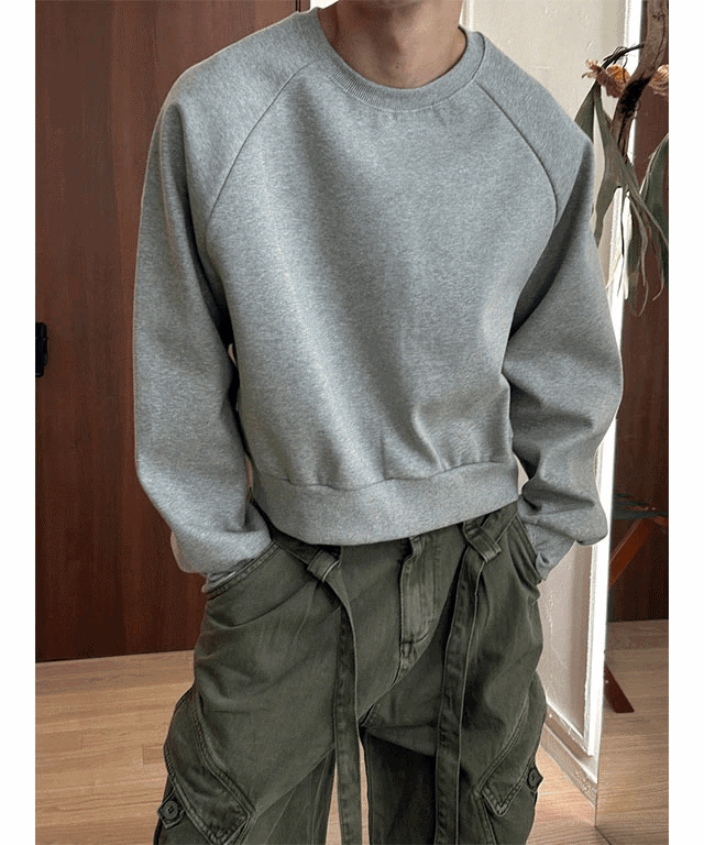 插肩保暖短款T卹