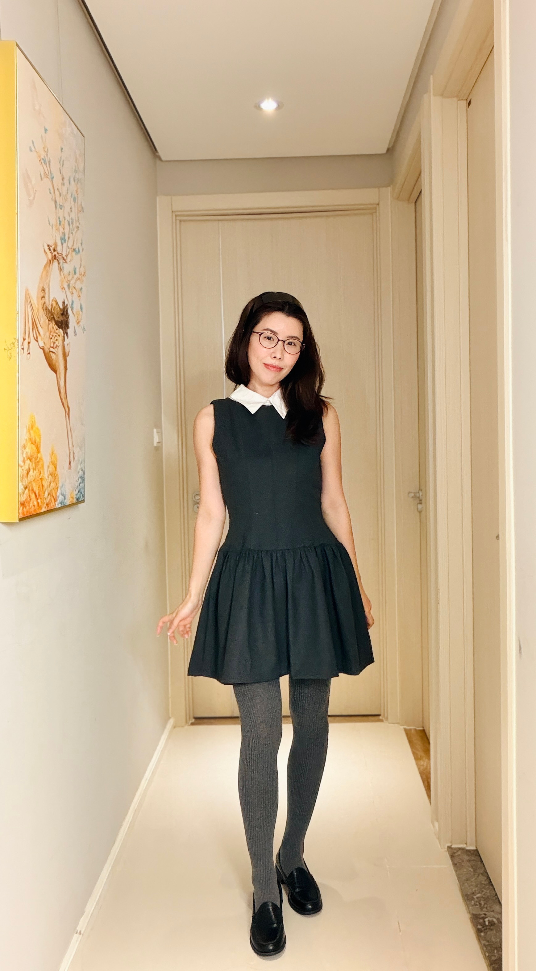 Urena 襯衫領毛料無袖洋裝 [ 2色 / Free ]