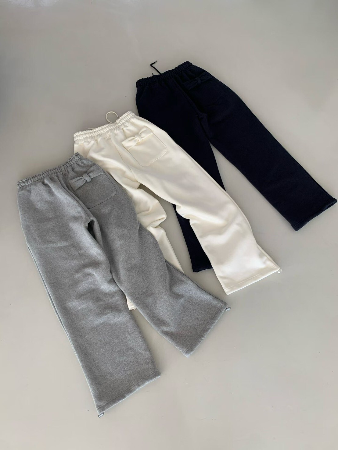 單蝴蝶結口袋內加絨厚棉褲