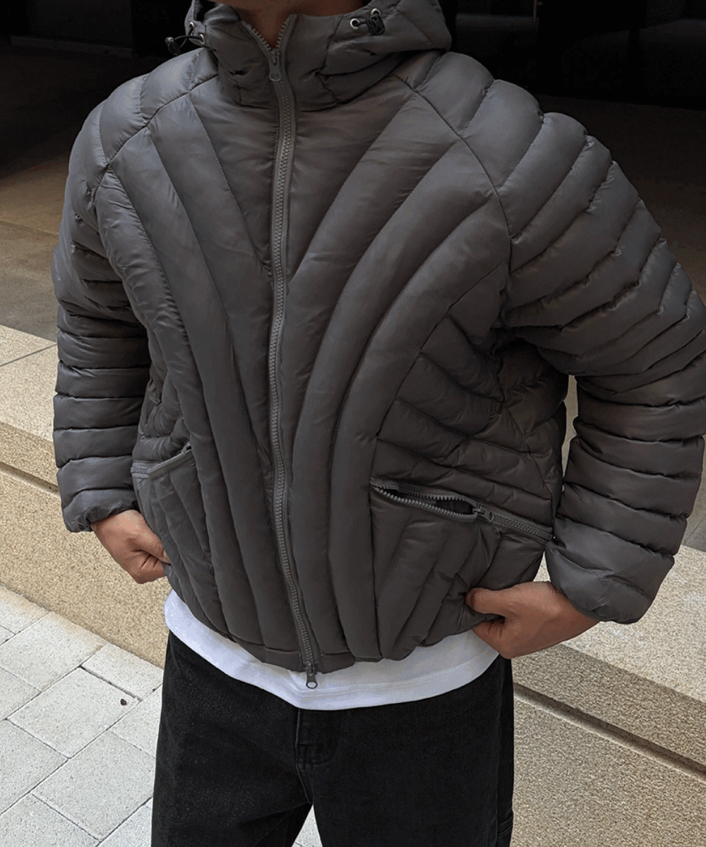 弧形輕量連帽短版羽絨外套