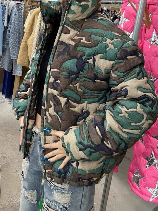 迷彩企領拉鍊外套(薄夾棉) SUB-046JK