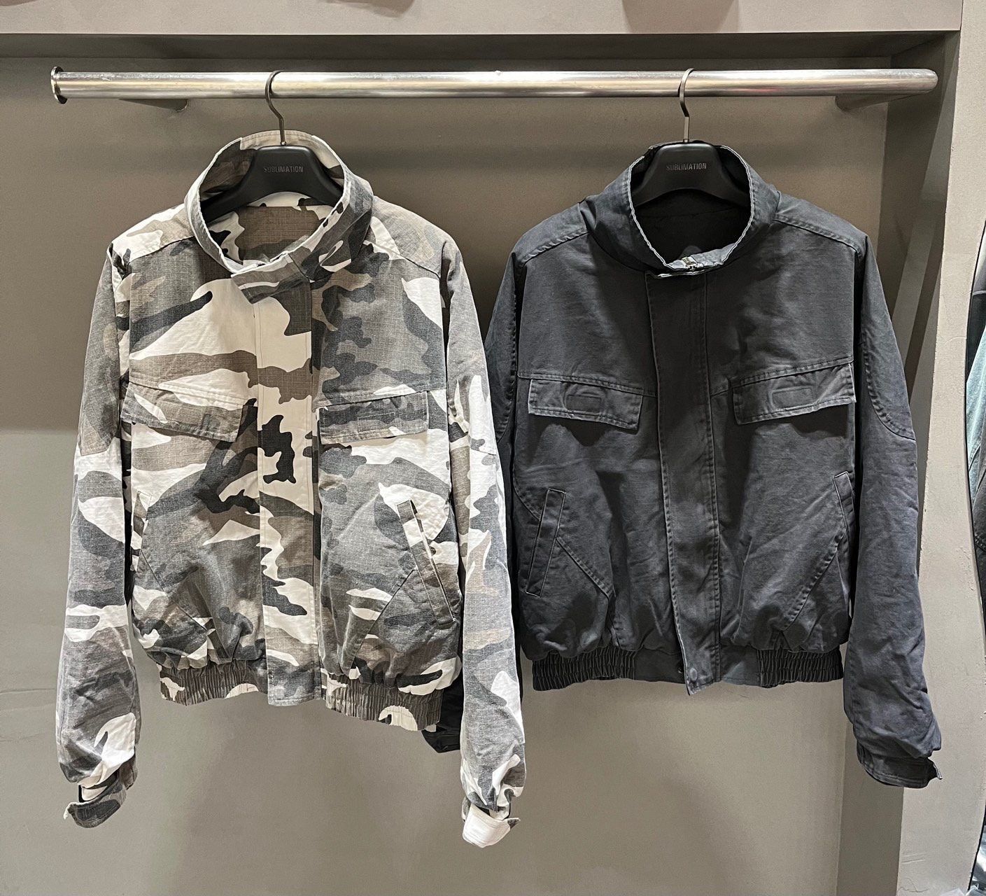 迷彩拼毛毛企領拉鍊外套(雙面) UB-049JK