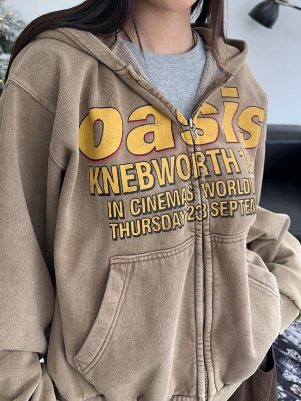 洗水英文字連帽拉鍊外套 ARCHIVE-407T