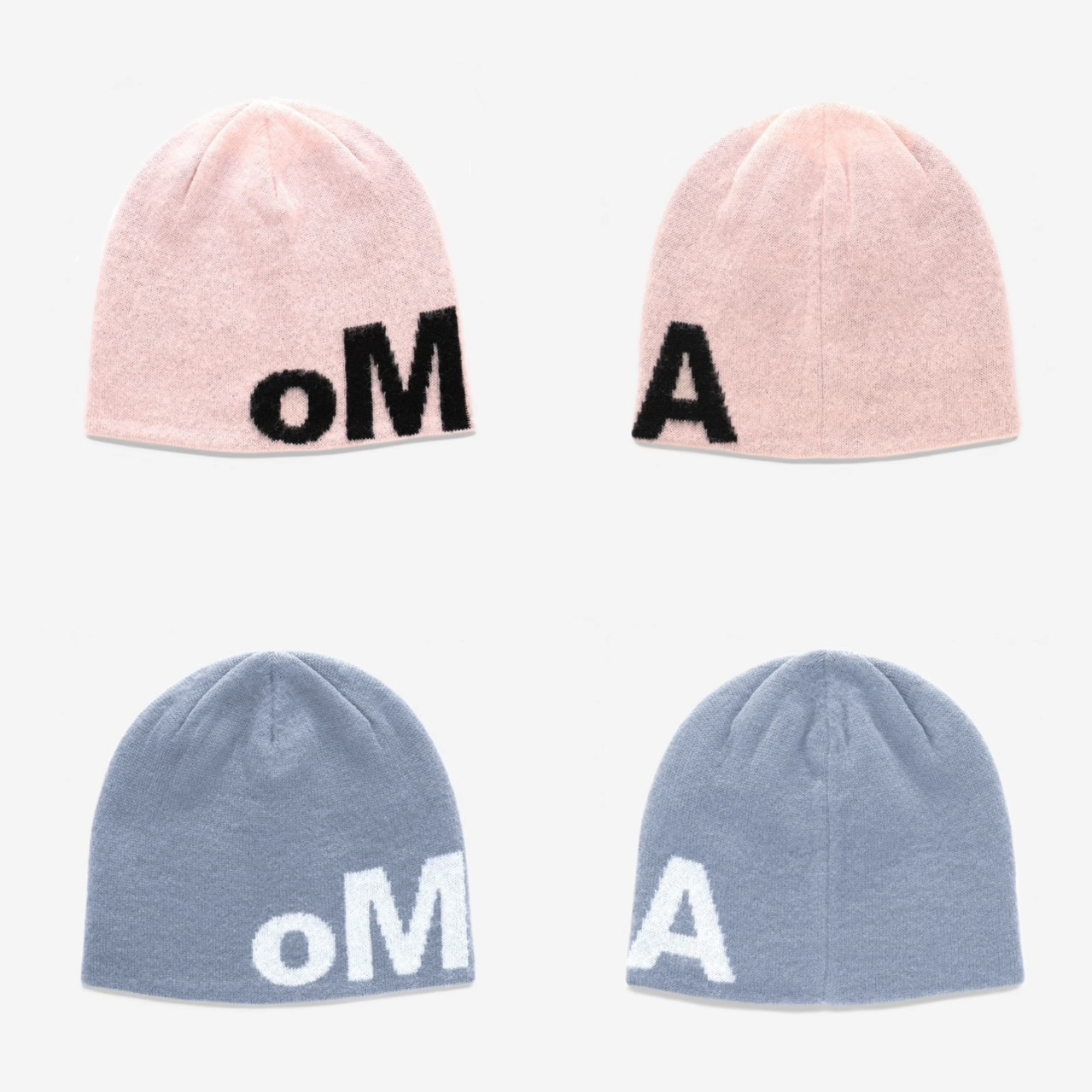 oMA Design Studio LOGO MOHAIR Skully Beanie 毛帽短毛帽粉灰