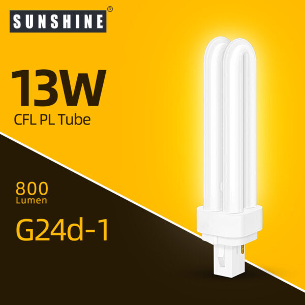 慳電插管(PLC筷子管) 13W G24d-1兩針 白光6400K/黃光2700K PLCA-13D/W