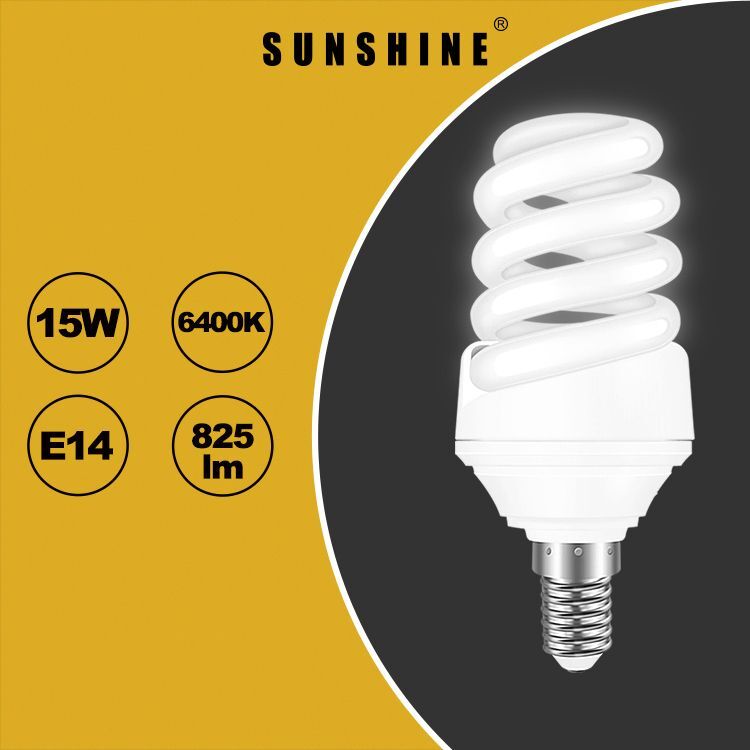 慳電膽(螺旋型燈膽) 15W E14細螺頭 白光6400K / 黃光2700K S03D15E14D/W