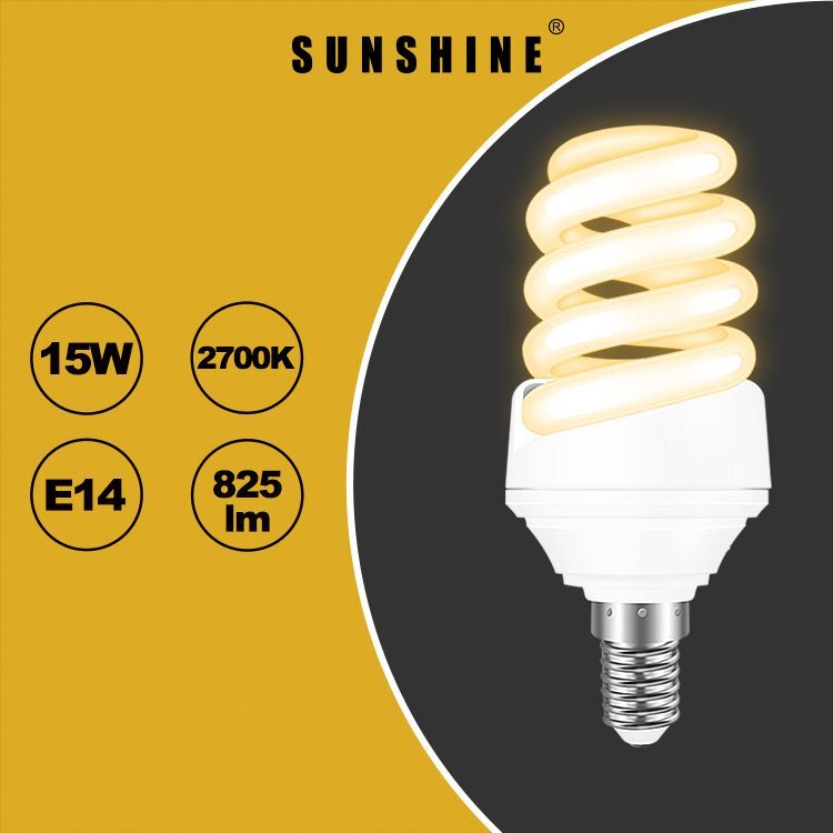 慳電膽(螺旋型燈膽) 15W E14細螺頭 白光6400K / 黃光2700K S03D15E14D/W