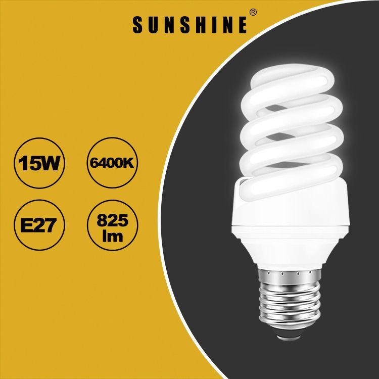 慳電膽(螺旋型燈膽) 15W E27大螺頭 白光6400K / 黃光2700K S03D15E27D/W