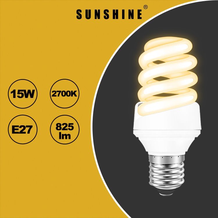 慳電膽(螺旋型燈膽) 15W E27大螺頭 白光6400K / 黃光2700K S03D15E27D/W