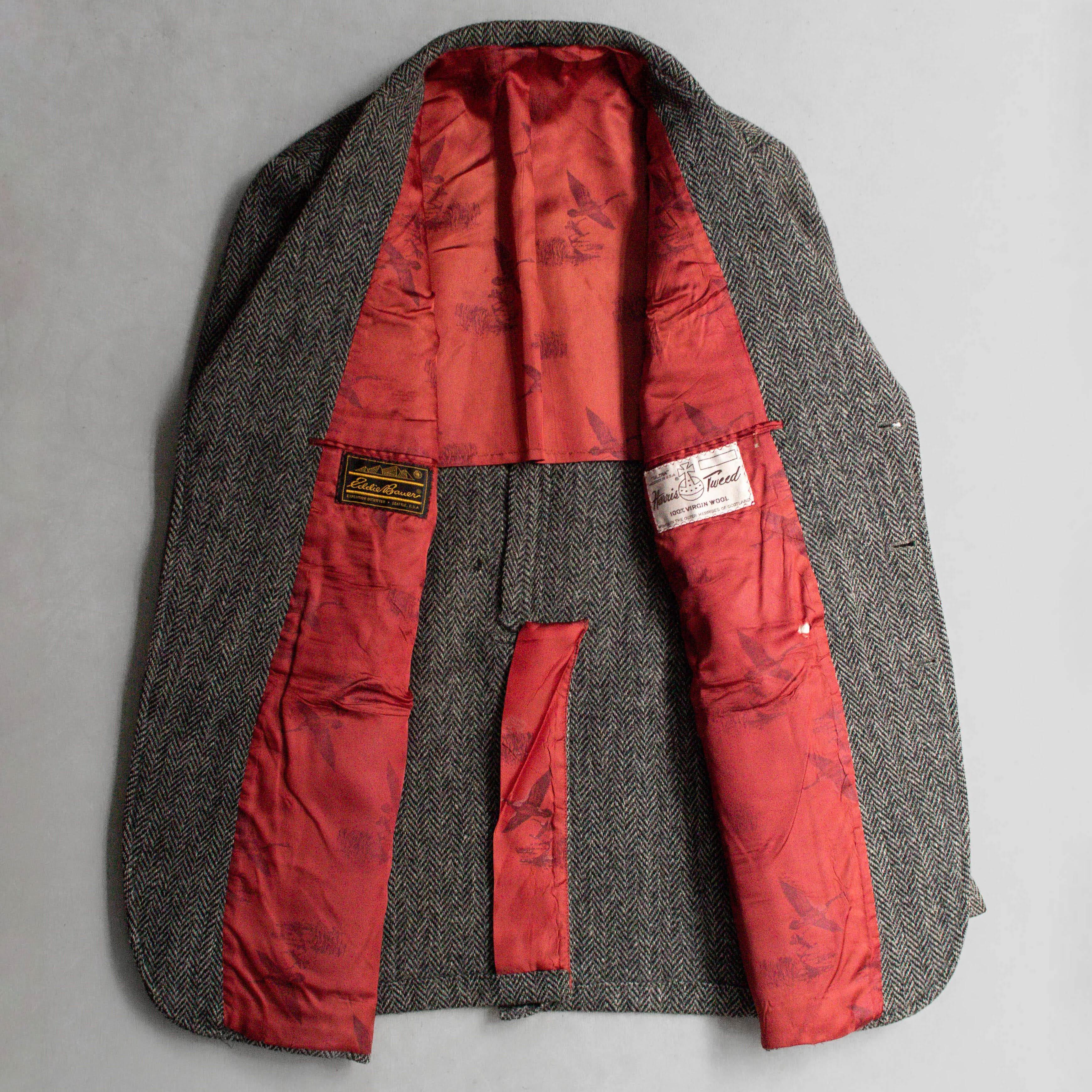 EDDIE BAUER HARRIS TWEED BLAZER 美國製 灰色 人字紋 羊毛 西裝外套 F
