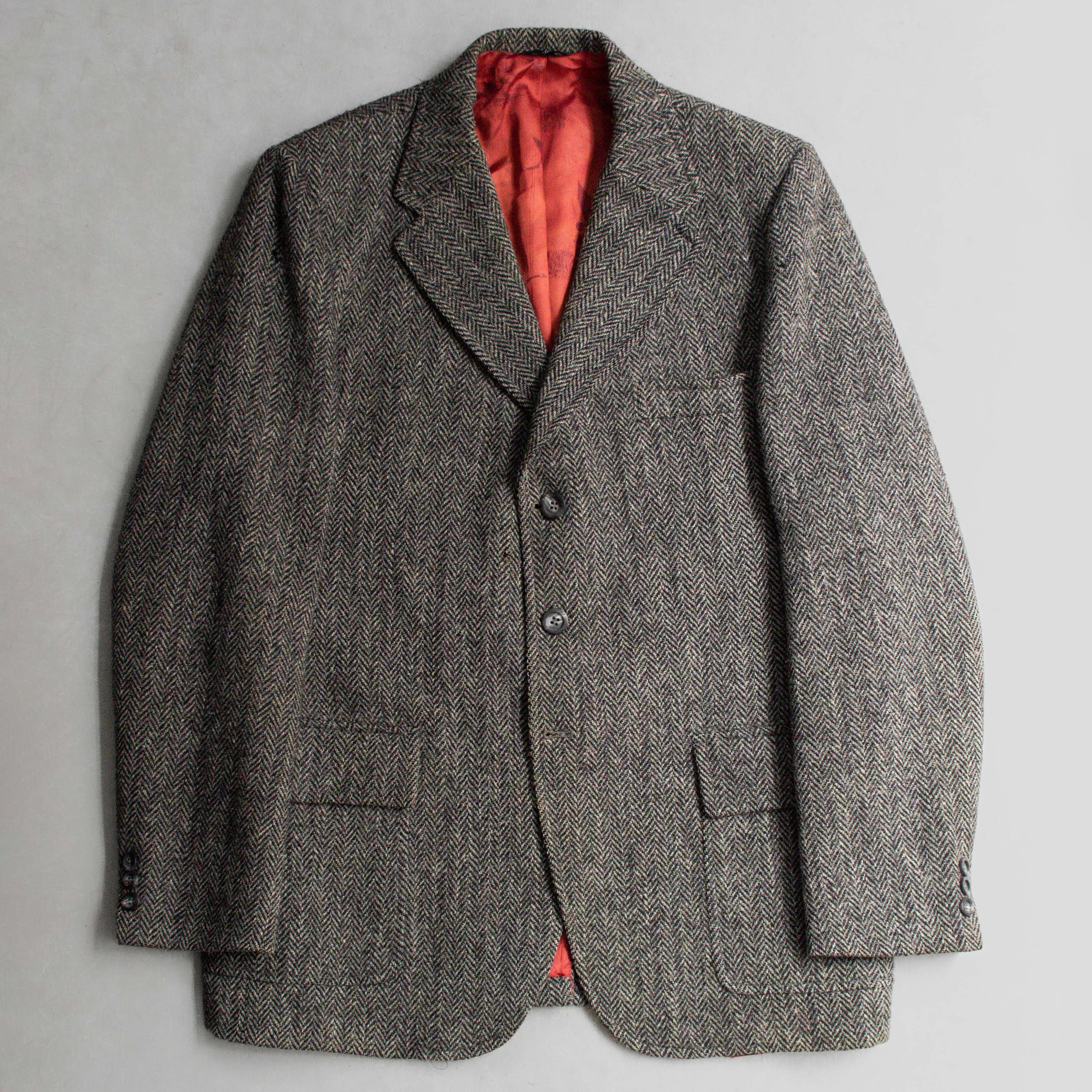 EDDIE BAUER HARRIS TWEED BLAZER 美國製 灰色 人字紋 羊毛 西裝外套 F