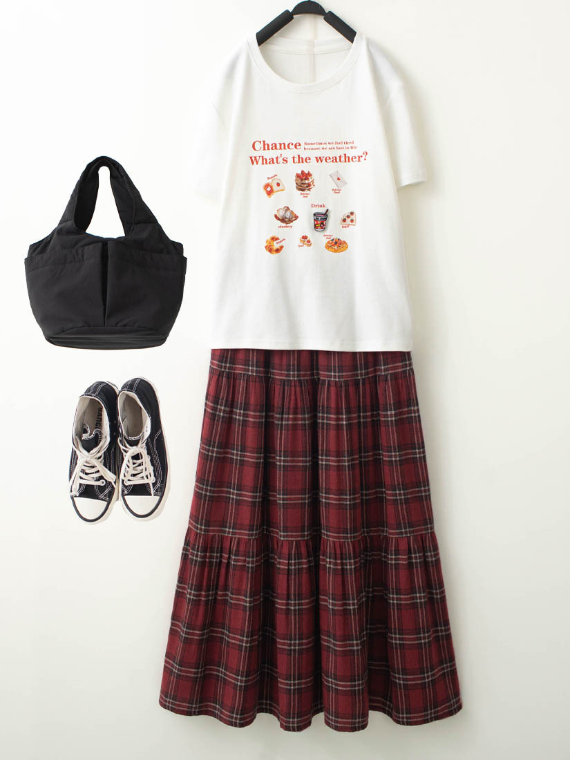 立體可拆貼布上衣格紋法蘭絨蛋糕裙組合