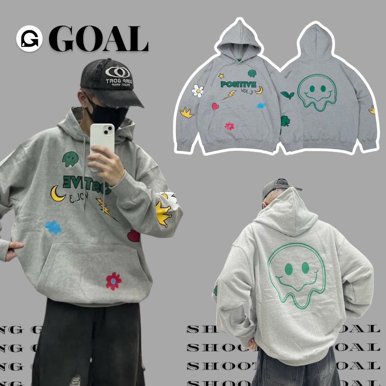 (GOAL) 韓國直送 Positive 3309 星月 塗鴉 帽T 🇰🇷