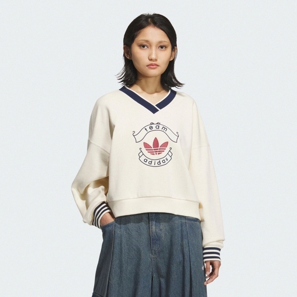 Adidas 愛迪達 Ih Sweatcrew KC5845 女 長袖上衣 休閒長袖 米 深藍 亞版