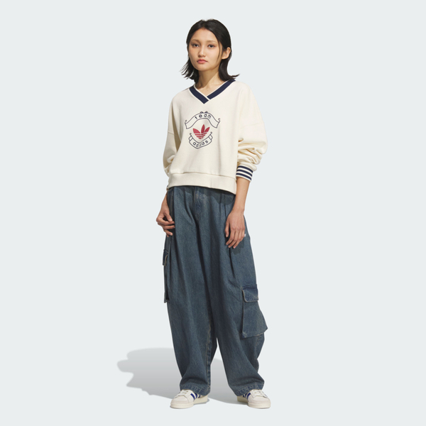 Adidas 愛迪達 Ih Sweatcrew KC5845 女 長袖上衣 休閒長袖 米 深藍 亞版