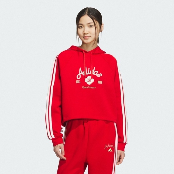 Adidas 愛迪達 Nyr Hoody Sweat KH2694 女 連帽上衣 帽t 連帽長袖 CNY 紅白 亞版