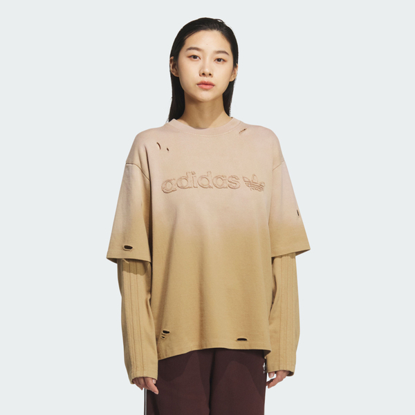 Adidas 愛迪達 2in1 Tee Ls KS8496 女 長袖上衣 休閒長袖 米 黃 亞版