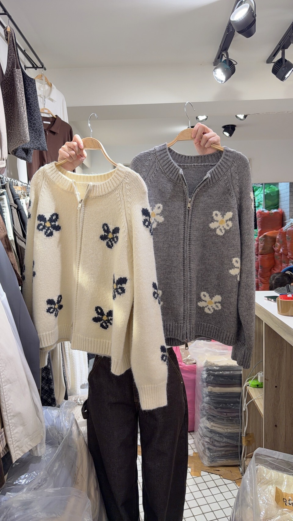 花花雙拉鍊針織外套 2 colors