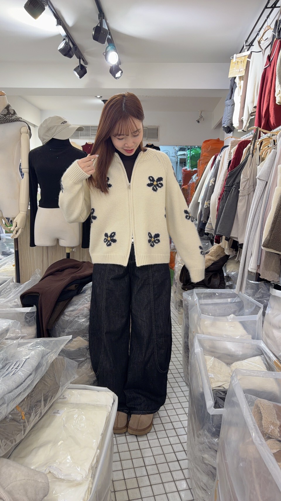 花花雙拉鍊針織外套 2 colors