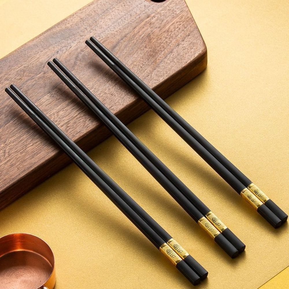 防潮合金金福筷子10雙｜防滑耐熱合金筷 不發霉不吸水 家用餐廳筷子 金色祝福筷【輕鬆購五金百貨】