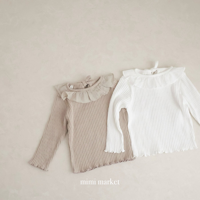 正韓春mimi-market 兩色後綁帶花邊上衣