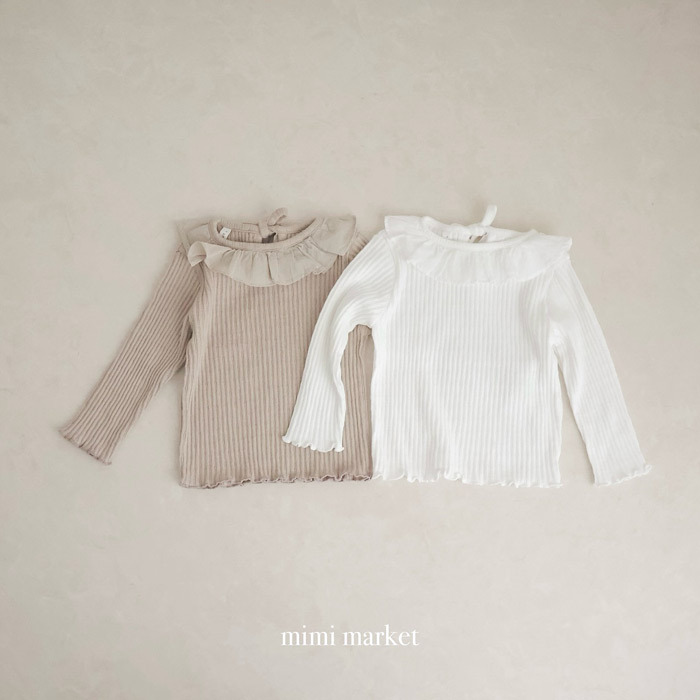 正韓春mimi-market 兩色後綁帶花邊上衣