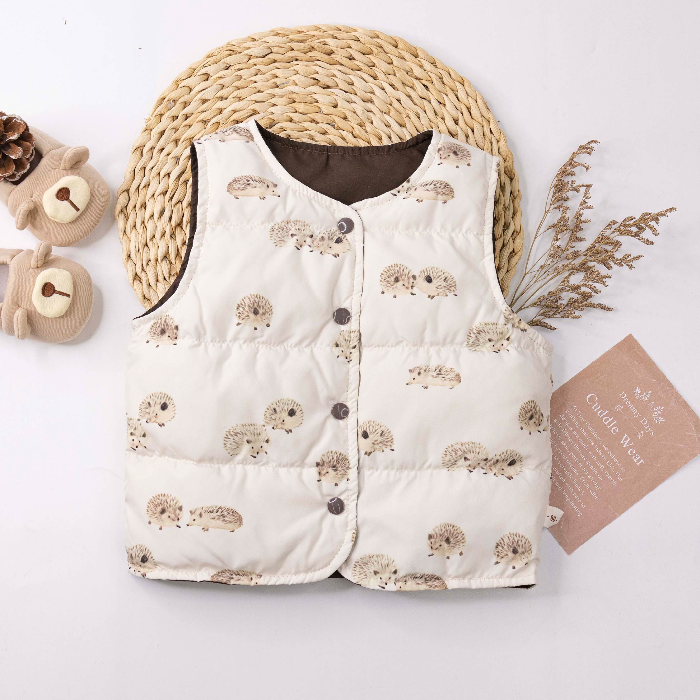 【H55713】可愛刺蝟兄弟羽絨背心